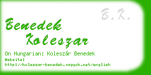 benedek koleszar business card